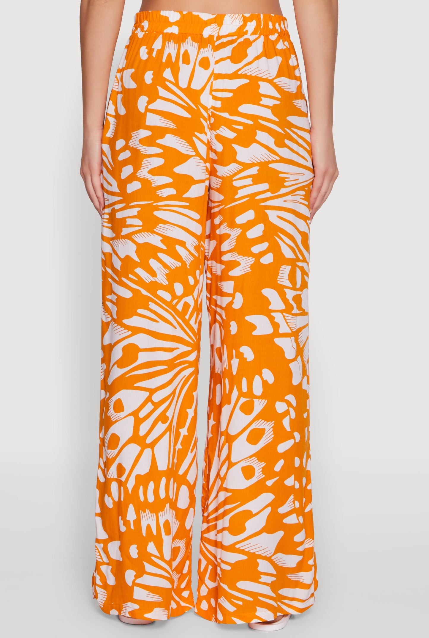 Trendy Abstract Butterfly Print High Waisted Wide Leg Pants