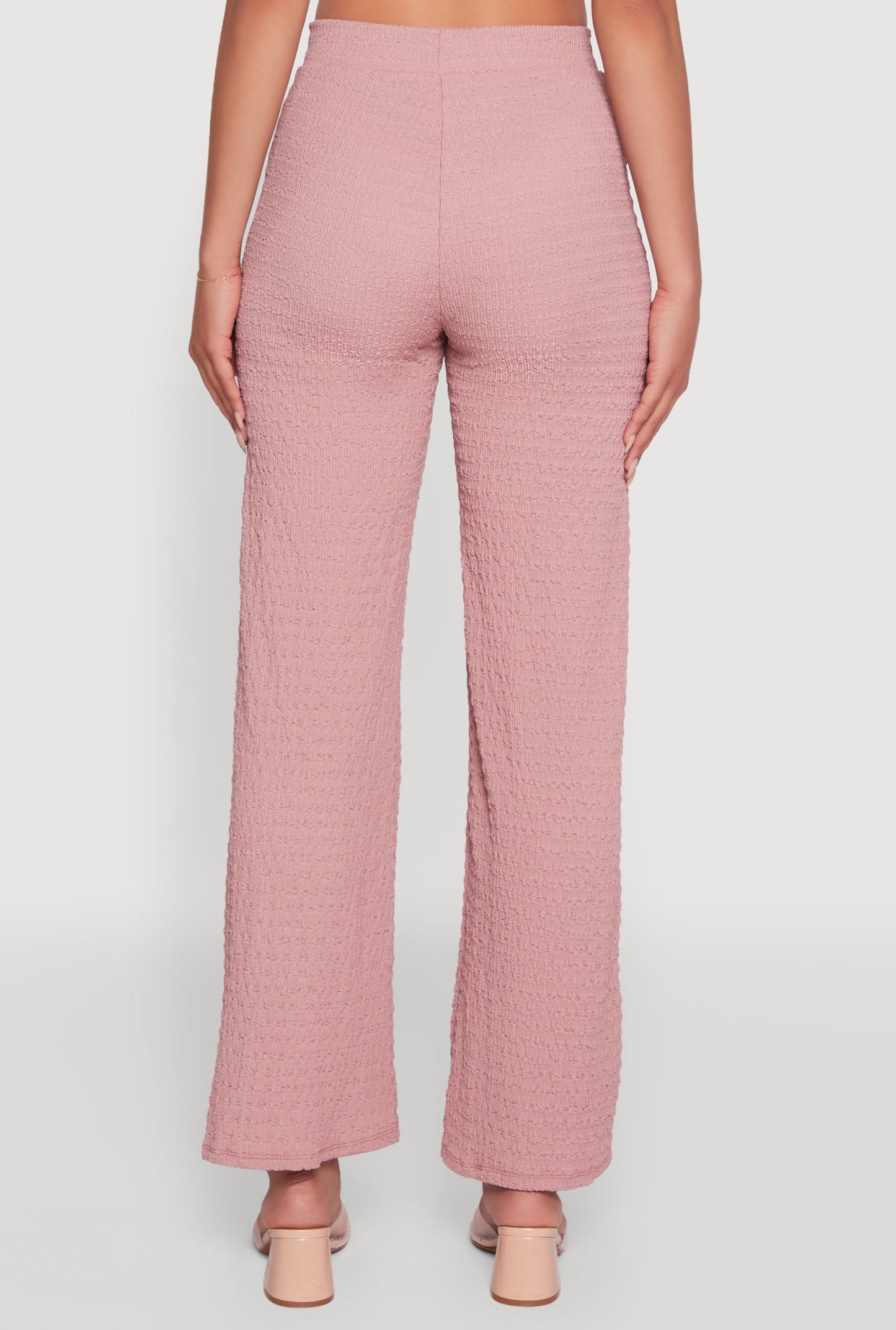 Textured Knit Wide Leg Pants