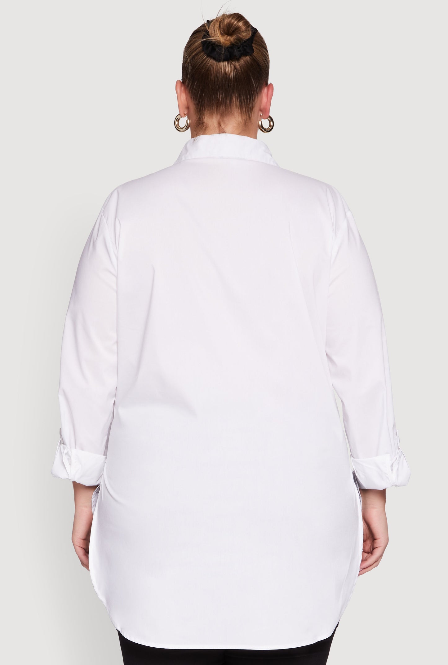 Plus Size Long Sleeve Tunic Shirt with Face Print