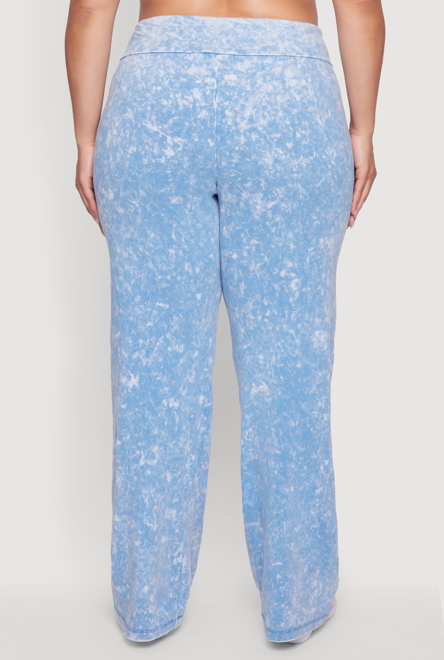 Plus Size Acid Wash Pintuck Wide Leg Pants