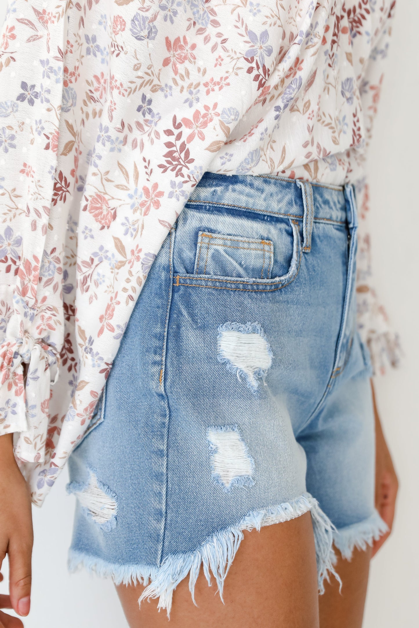 FINAL SALE - Warmer Days Distressed Denim Shorts