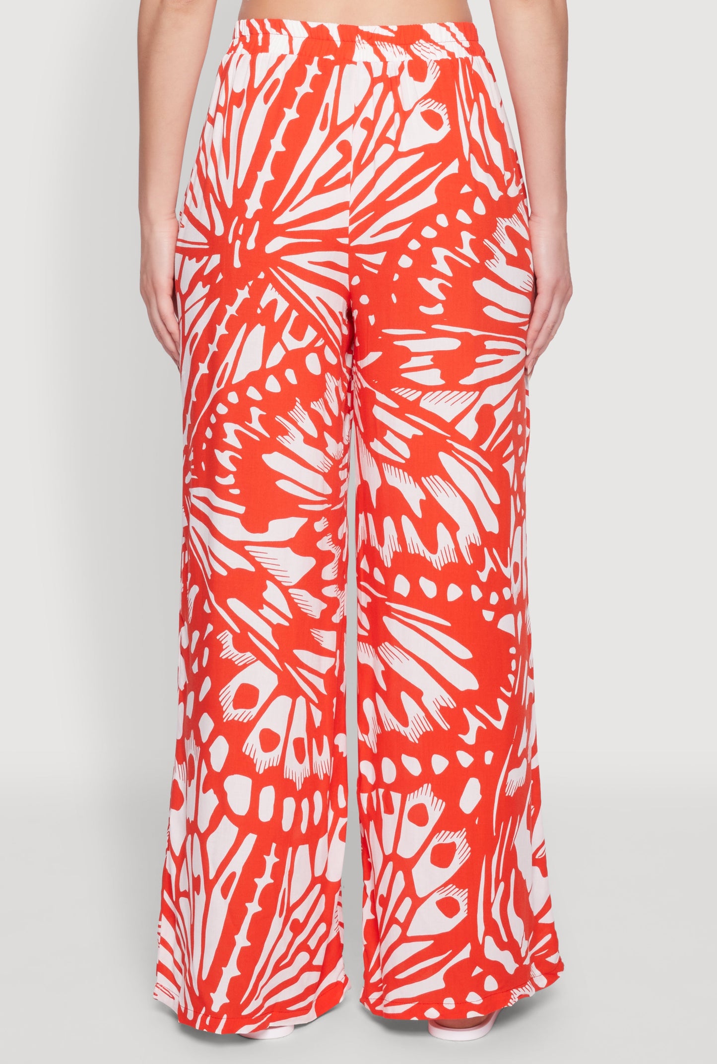Trendy Abstract Butterfly Print High Waisted Wide Leg Pants
