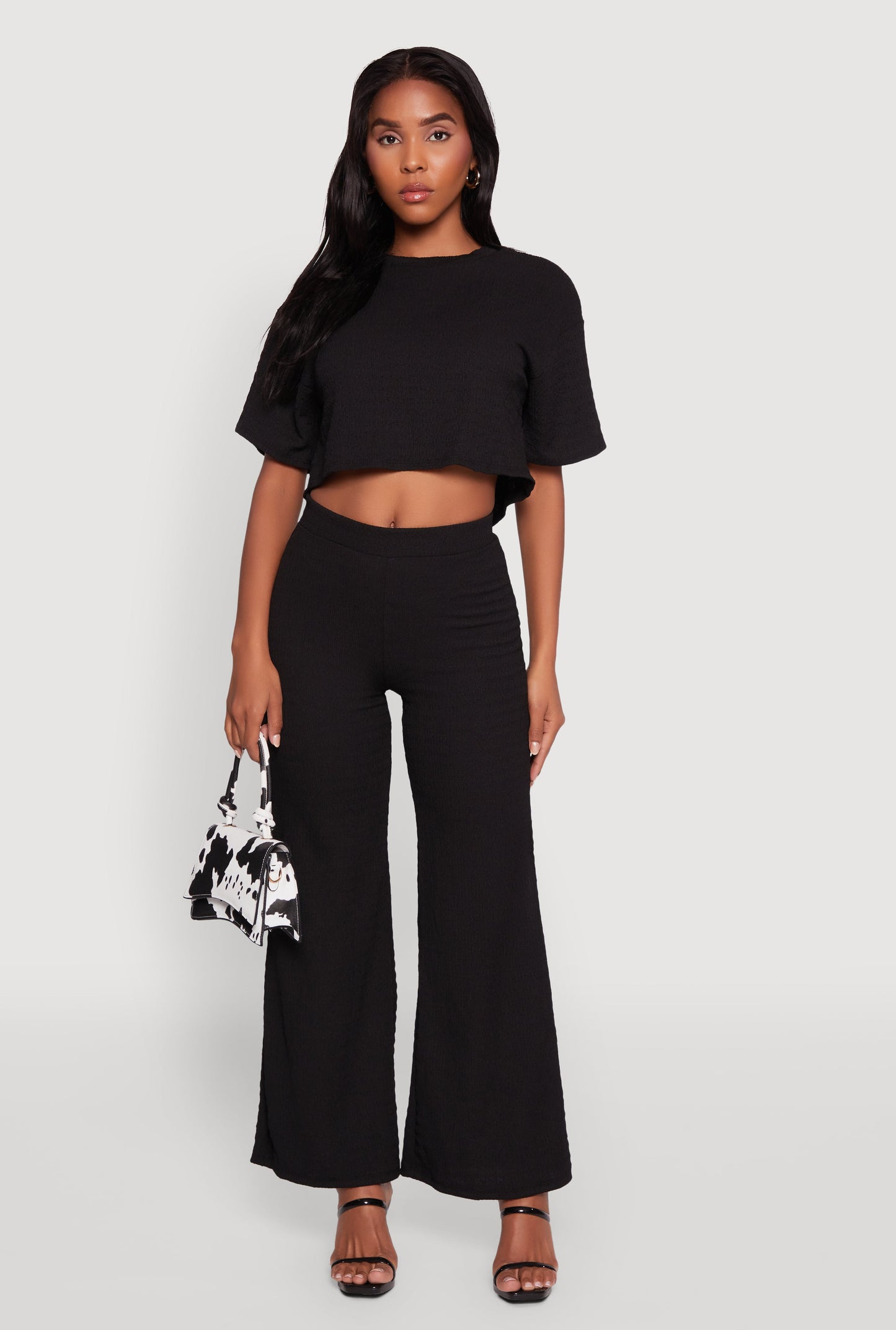 Textured Knit Wide Leg Pants