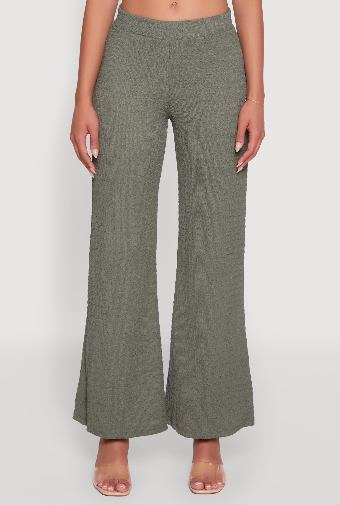 Textured Knit Wide Leg Pants