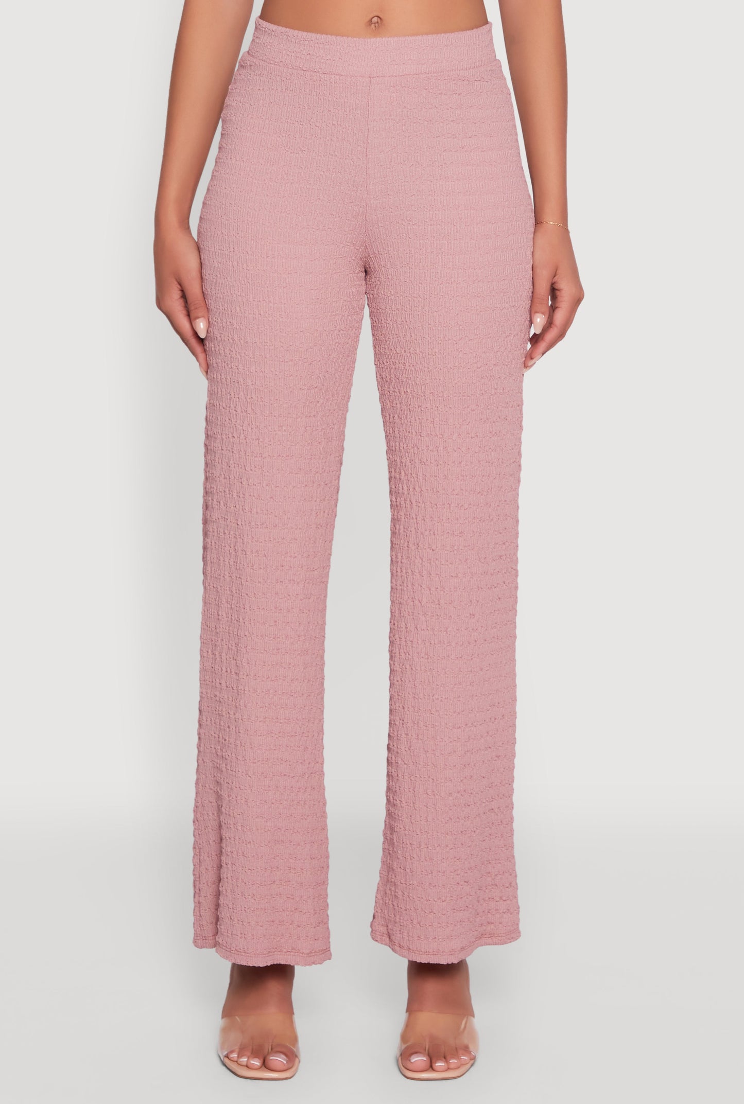Textured Knit Wide Leg Pants
