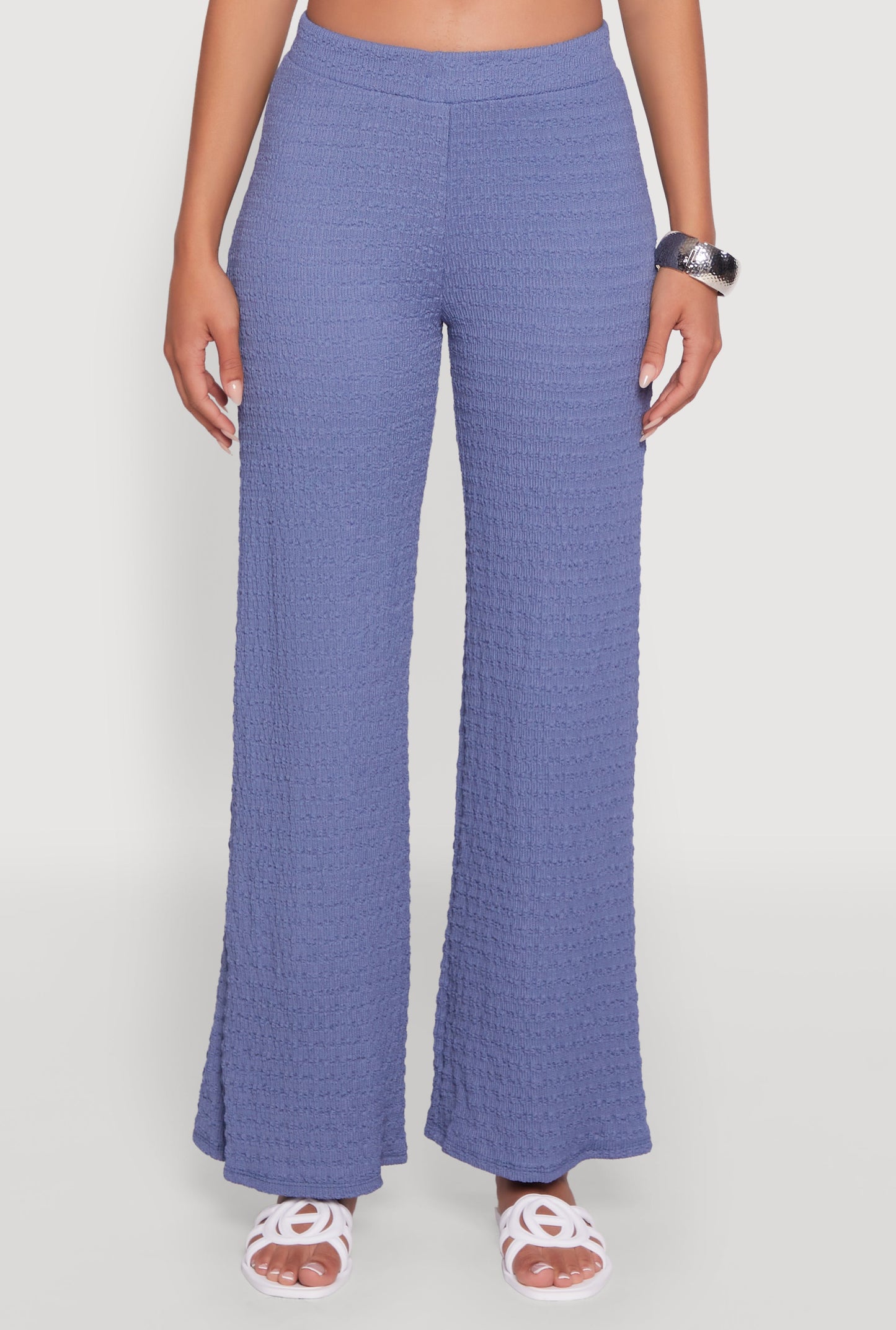 Textured Knit Wide Leg Pants