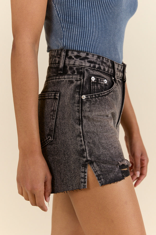 Night Rhythm Black Wash Distressed Denim Shorts SALE