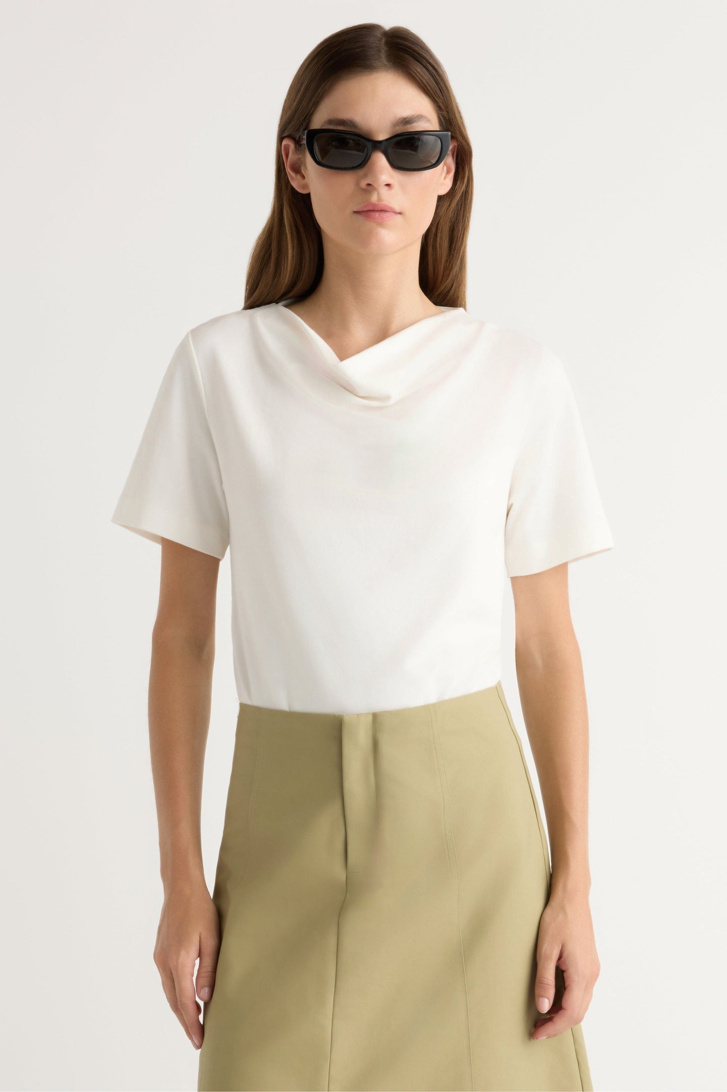 Kendra Organic Cotton Cowl-Neck Tee