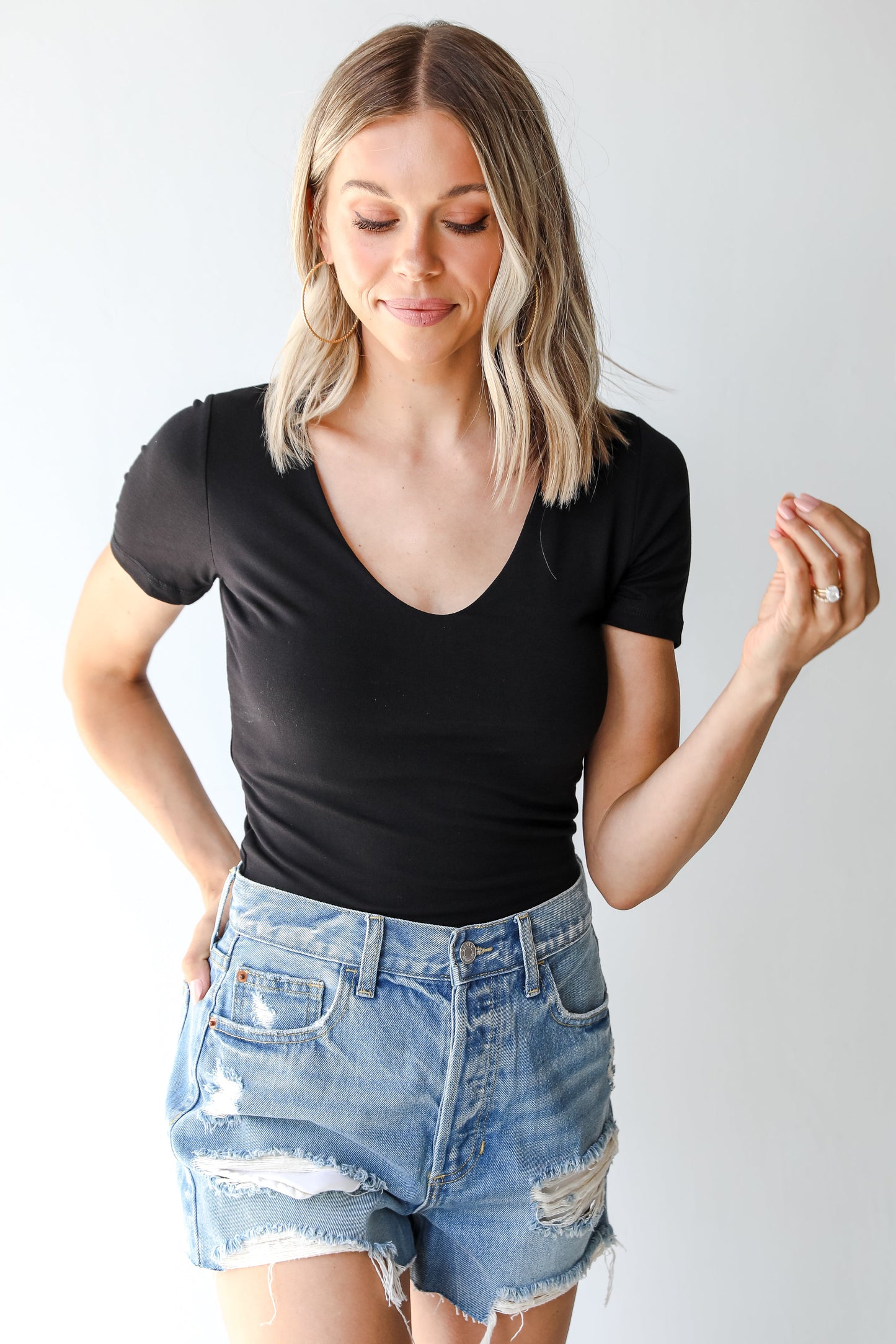 Don't You Know Distressed Denim Shorts