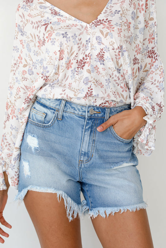 FINAL SALE - Warmer Days Distressed Denim Shorts