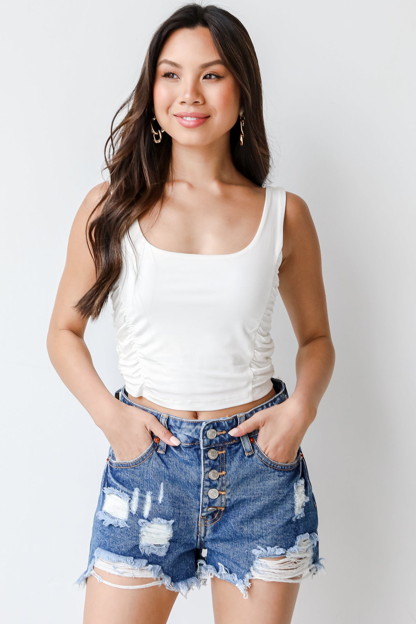 Drift Away Distressed Denim Shorts