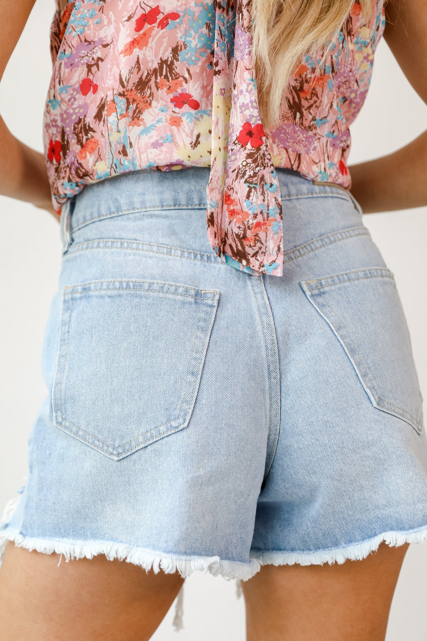 Sunset Strolls Distressed Denim Shorts